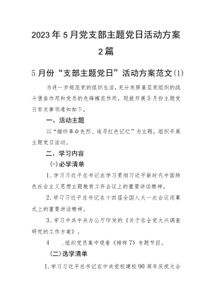 2023年5月党支部主题党日活动方案2篇.docx
