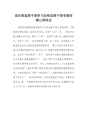 县纪委监委干部学习纪检监察干部专题党课心得体会.docx