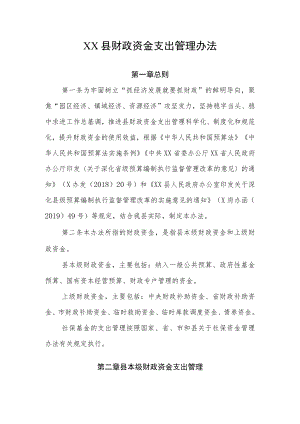XX县财政资金支出管理办法.docx