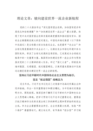 理论文章：驶向建设世界一流企业新航程.docx