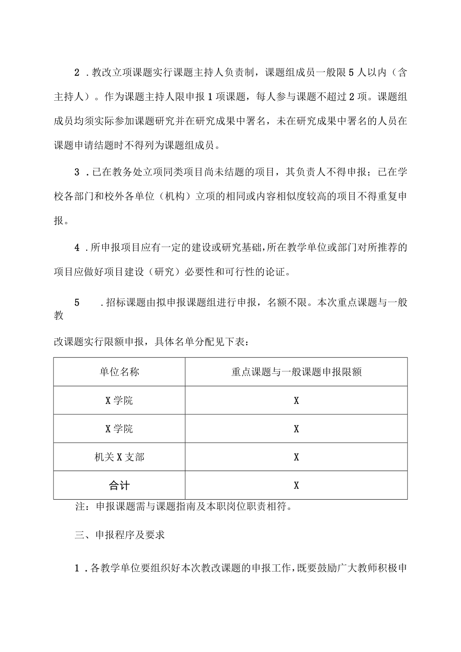 XX高等职业技术学院关于开展202X年教改课题立项申报工作的通知.docx_第3页