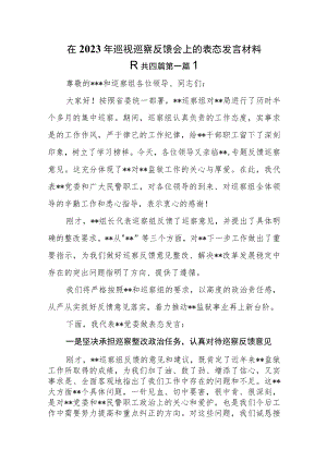 （4篇）在2023年巡视巡察反馈会上的表态发言材料.docx