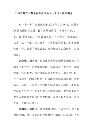 个体工商户小微企业专业市场(小个专)组织简介.docx