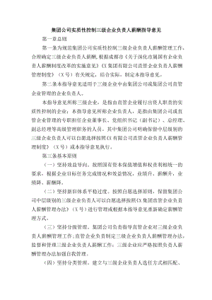 集团公司实质性控制三级企业负责人薪酬指导意见.docx