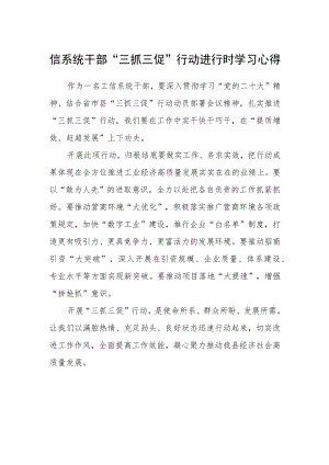 信系统干部“三抓三促”行动进行时学习心得.docx