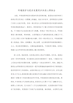 环境保护与经济发展同步共进心得体会.docx