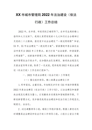 XX市城市管理局2022年法治建设（依法行政）工作总结.docx