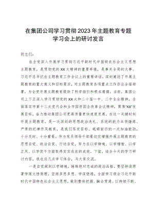 在集团公司学习贯彻2023年主题教育专题学习会上的研讨发言.docx