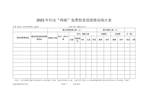 2023年妇女“两癌”免费检查进展情况统计表.docx