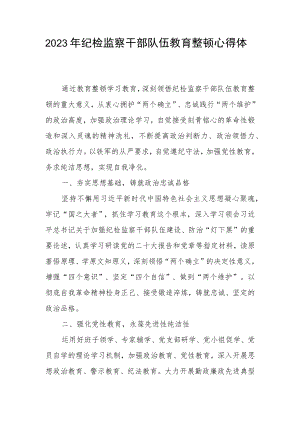 关于2023年纪检监察干部队伍教育整顿活动心得体会.docx