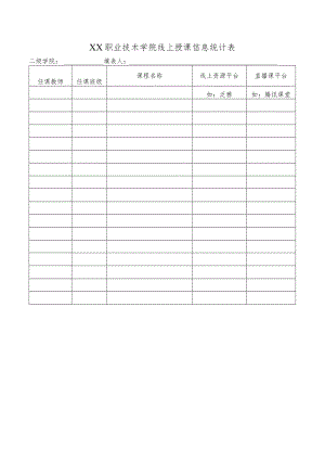 XX职业技术学院线上授课信息统计表.docx