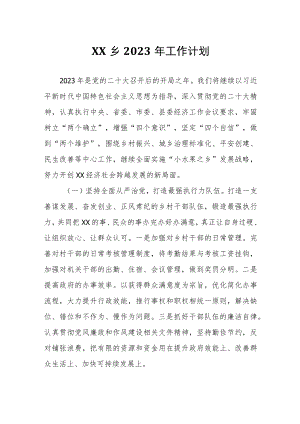 XX乡2023年工作计划.docx