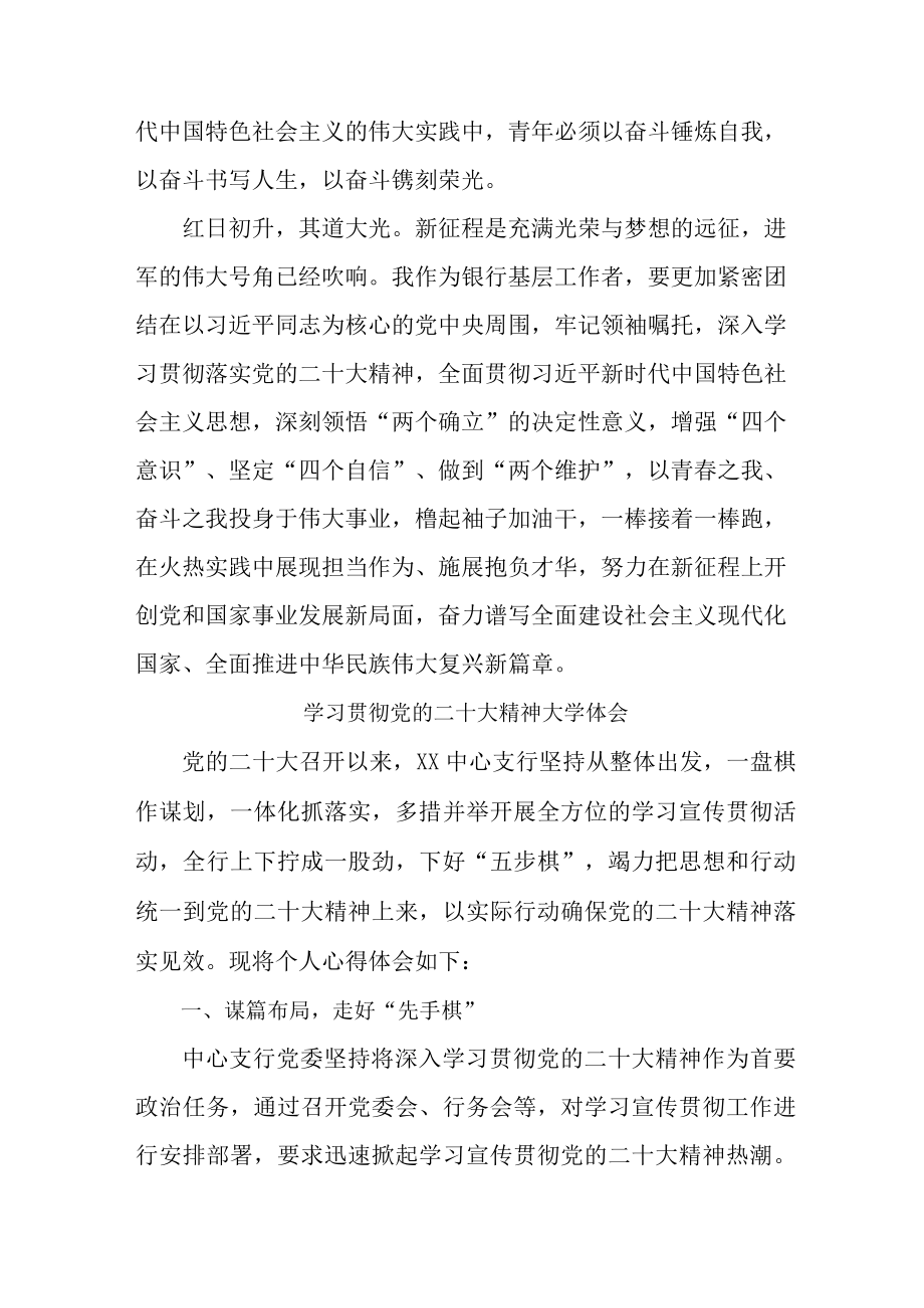 乡镇信用社基层党员干部学习贯彻《党的二十大精神》心得体会 合计5份.docx_第3页
