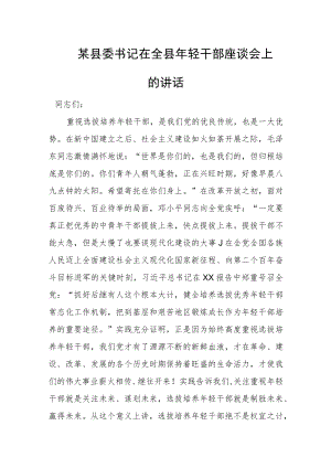 某县委书记在全县年轻干部座谈会上的讲话.docx