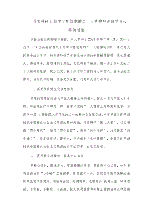 县管科级干部学习贯彻党的二十大精神轮训班学习心得供借鉴.docx