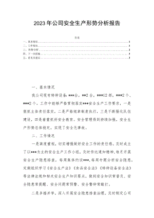 2023年公司安全生产形势分析报告.docx