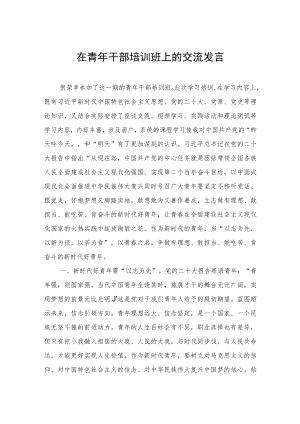 在青年干部培训班上的交流发言.docx
