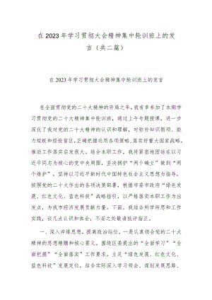 在2023年学习贯彻大会精神集中轮训班上的发言(共二篇).docx
