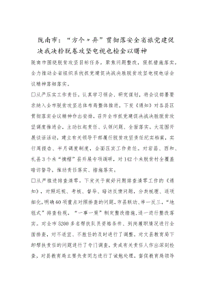 -陇南市：“五个从严”贯彻落实全省抓党建促决战决胜脱贫攻坚电视电话会议精神.docx