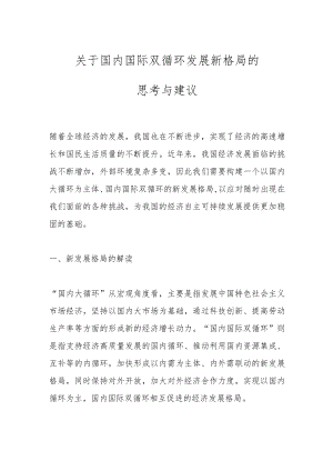 关于国内国际双循环发展新格局的思考与建议.docx
