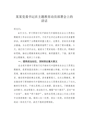某某党委书记在主题教育动员部署会上的讲话.docx