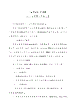 XX省农村信用社202X年度员工实施方案.docx