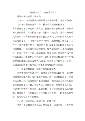 《奋进新时代青春正当时》演讲稿.docx