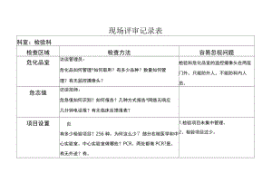 等级医院评审医疗组专家现场评审检验科记录表.docx