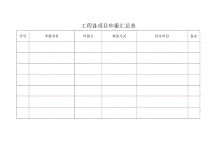 工程各项目申报汇总表.docx