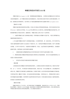 脊髓空洞症诊疗规范2023版.docx