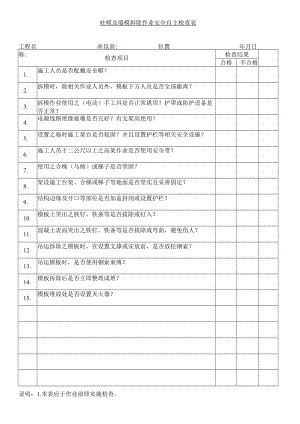 柱模及墙模拆除作业安全自主检查表.docx