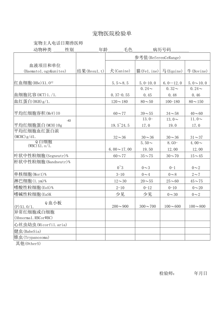 宠物医院检验单2.docx_第1页