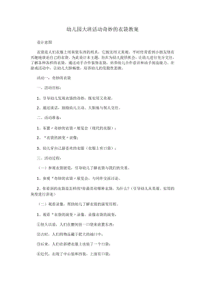 幼儿园大班活动奇妙的衣袋教案.docx
