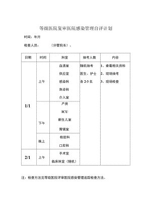 等级医院复审医院感染管理自评计划.docx