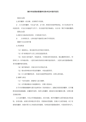 胸外科纵隔食管囊肿切除术技术操作规范.docx