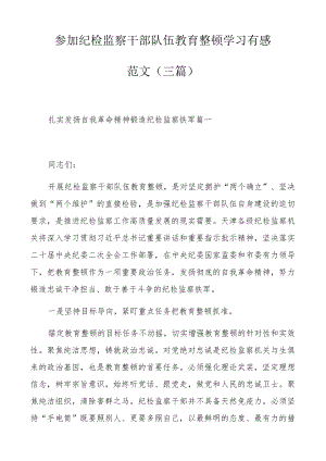 参加纪检监察干部队伍教育整顿学习有感范文（三篇）.docx