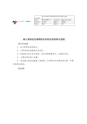 病人突然发生病情变化时的应急预案与流程.docx