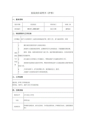 责任组长护理岗位说明书.docx