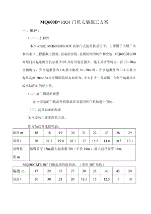 MQ600B10T30T门机安装施工方案概述.docx