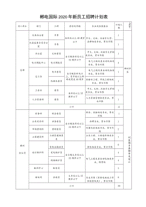 郴电国际2020年新员工招聘计划表.docx