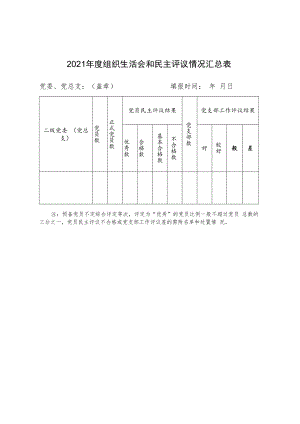 2021年度组织生活会和民主评议情况汇总表.docx