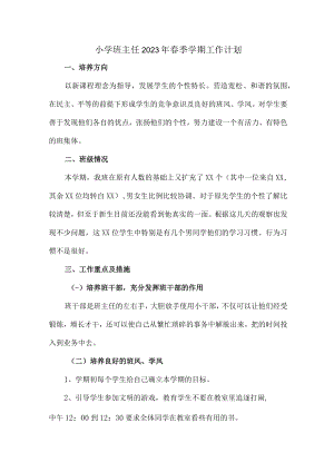 城区学校小学生2023年班主任春季学期个人工作计划（汇编3份）.docx