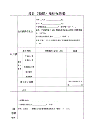 工程项目设计（勘察）投标报价表.docx