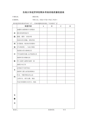 东南大学成贤学院期末考核阅卷质量检查表.docx