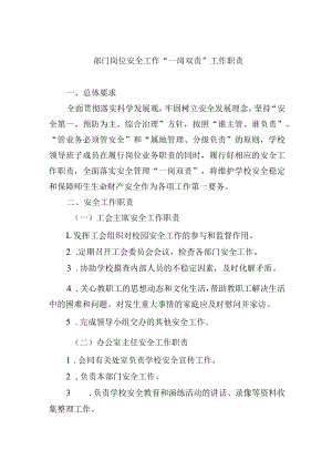 部门岗位安全工作“一岗双责”工作职责.docx