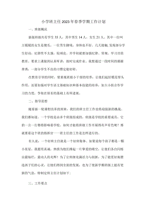 城区学校小学生2023年班主任春季学期工作计划合计4份.docx