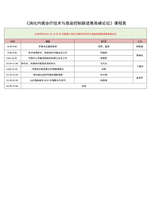 《消化内镜诊疗技术与感染控制新进展高峰论坛》课程表.docx