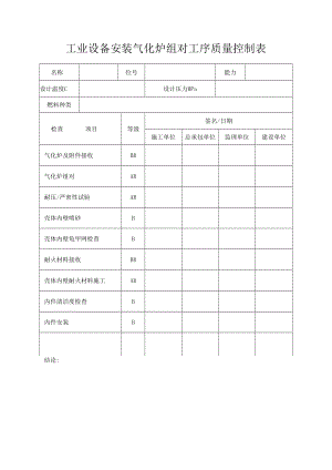 工业设备安装气化炉组对工序质量控制表.docx