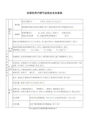 非居民用户燃气设施安全自查表.docx