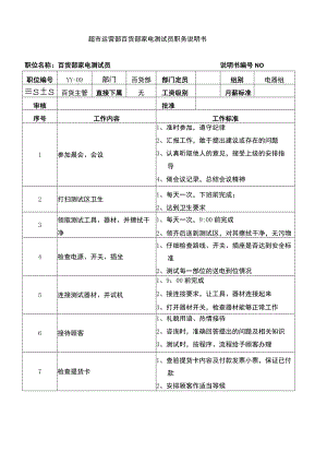 超市运营部百货部家电测试员职务说明书.docx